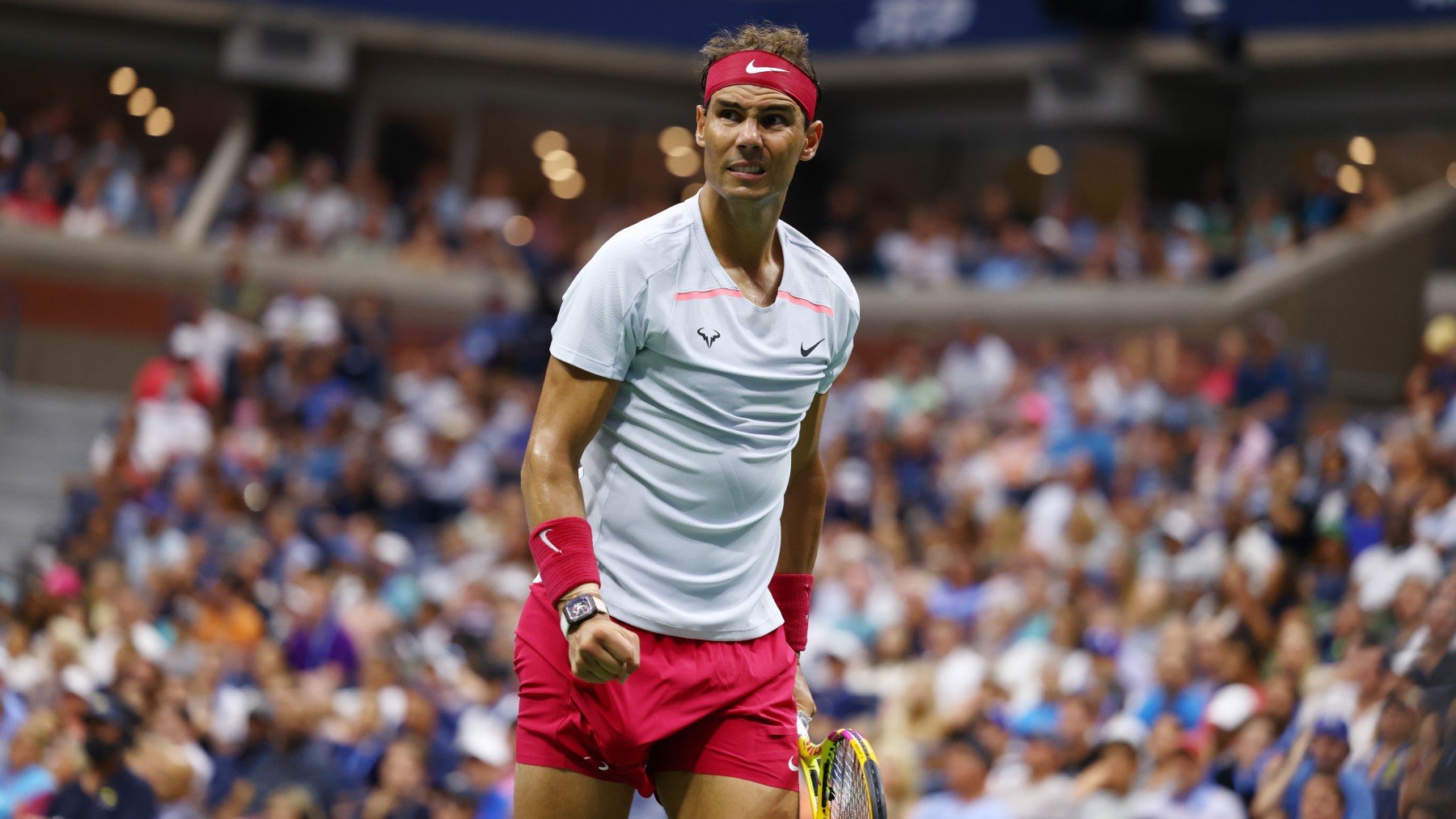 Rafa Nadal, en un momento del partido ante Tiafoe. (Getty)