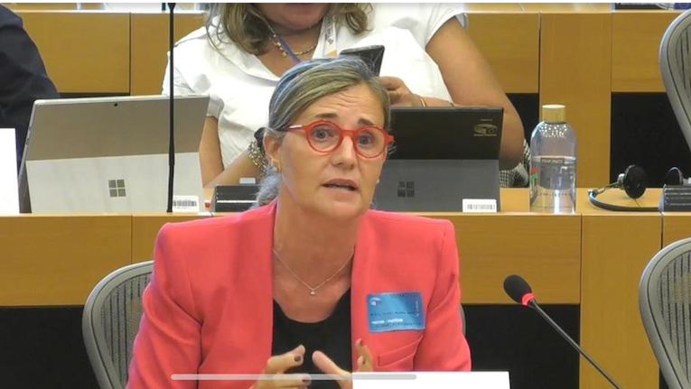 La diputada del PP Elena Bastidas durante su exposición en la Comisión de Peticiones del Parlamento Europeo.
