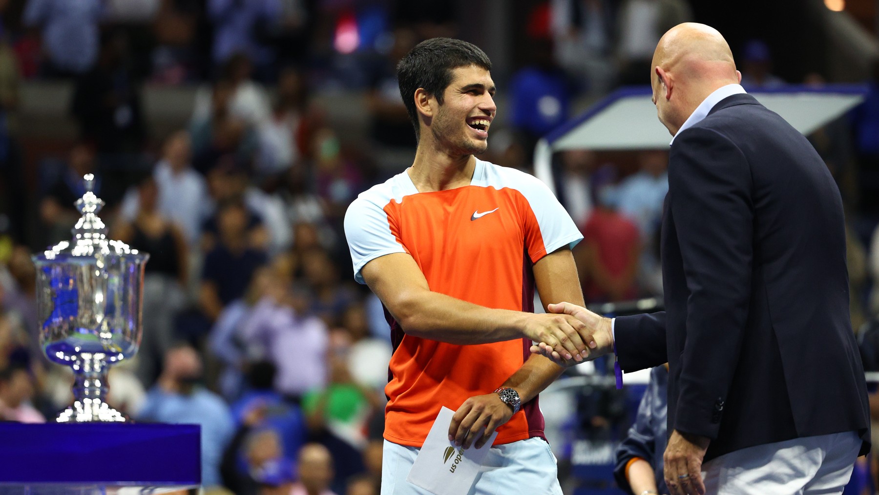 Alcaraz, en un momento de su comparecencia. (Getty)