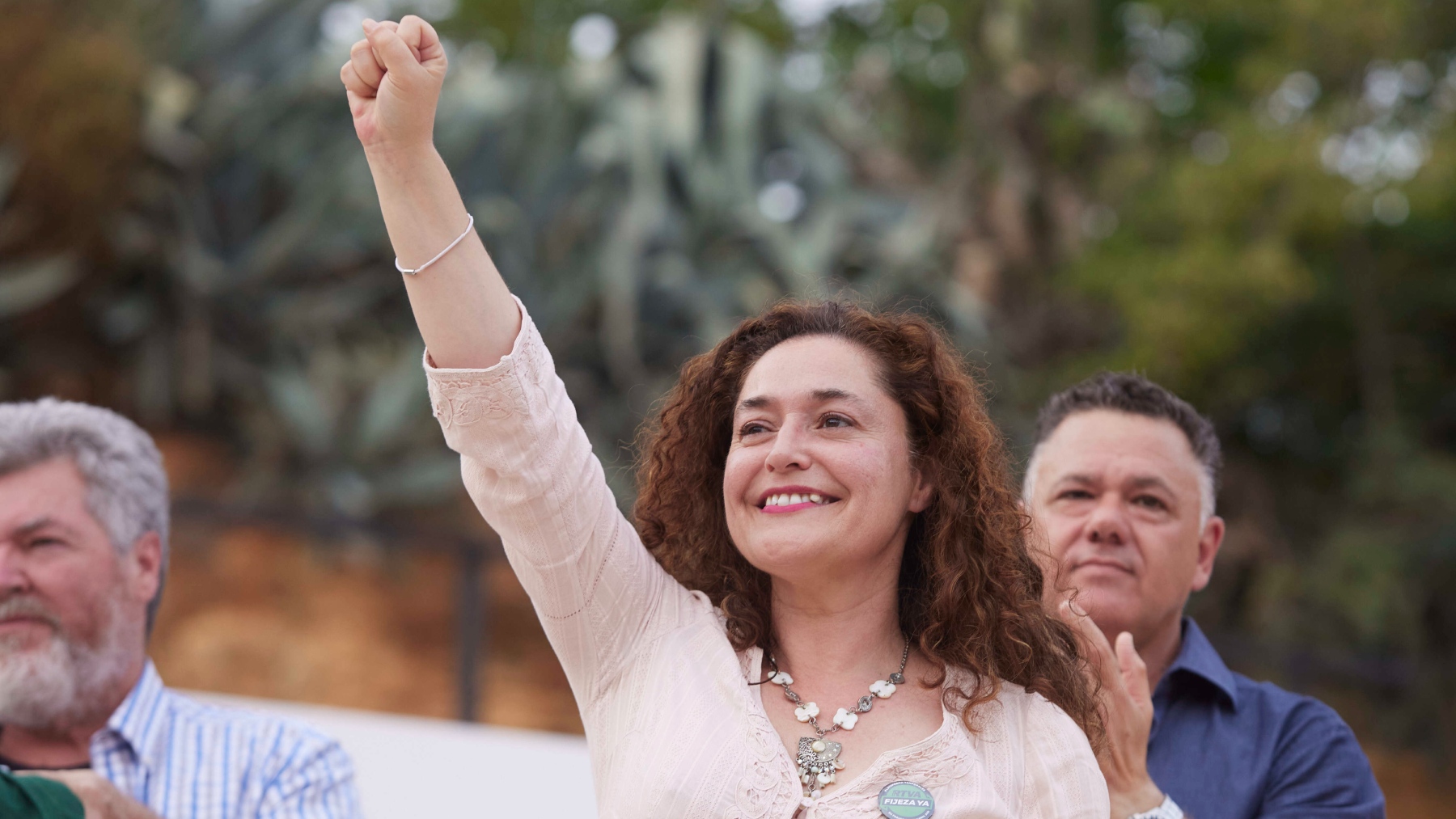 La portavoz de Por Andalucía, Inmaculada Nieto (IU), en campaña electoral (EUROPA PRESS).