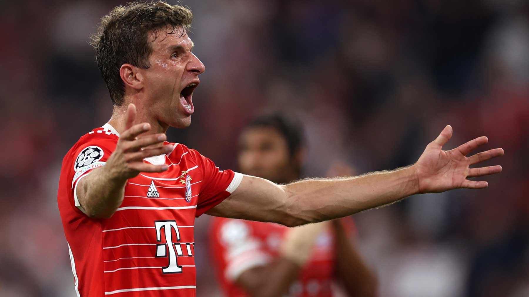 Müller celebra la victoria del Bayern ante el Barcelona en el Allianz Arena (Getty)