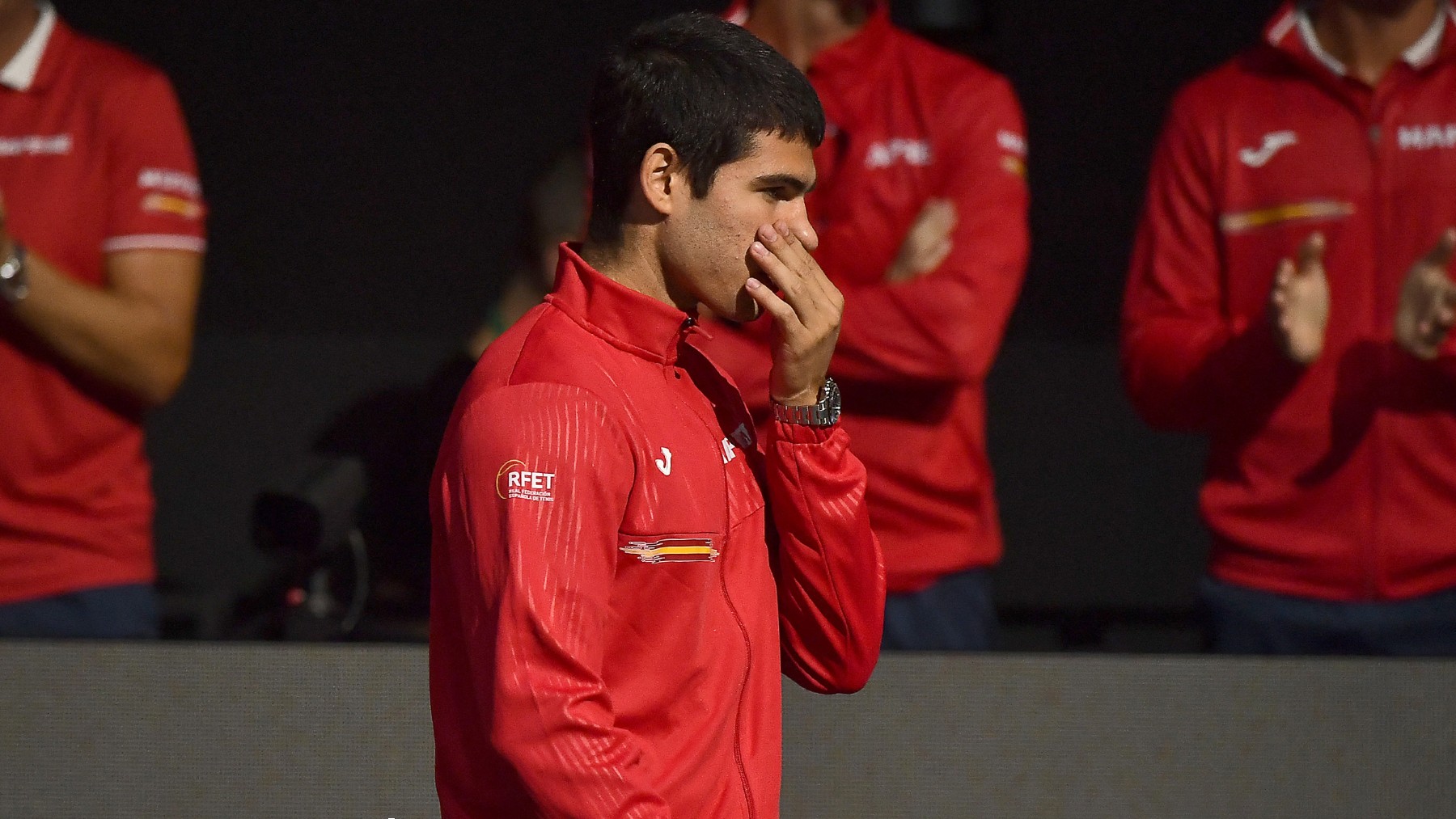 Carlos Alcaraz, con la selección española. (AFP)