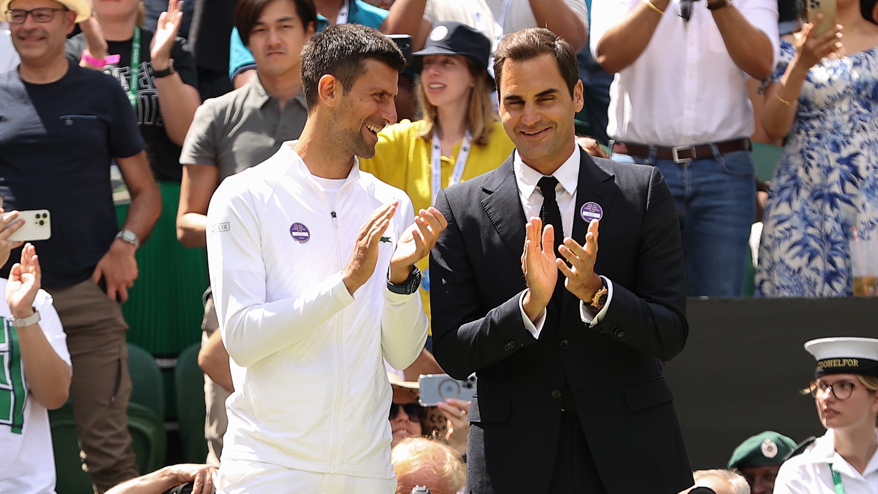 Djokovic y Federer en una imagen en Wimbledon 2022. (Getty)