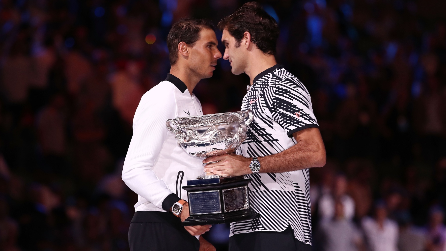Roger Federer y Rafa Nadal, en Australia. (Getty)