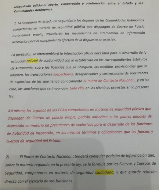 Sánchez regala a Mossos y Ertzaintza competencias de la Guardia Civil sobre inspección de explosivos