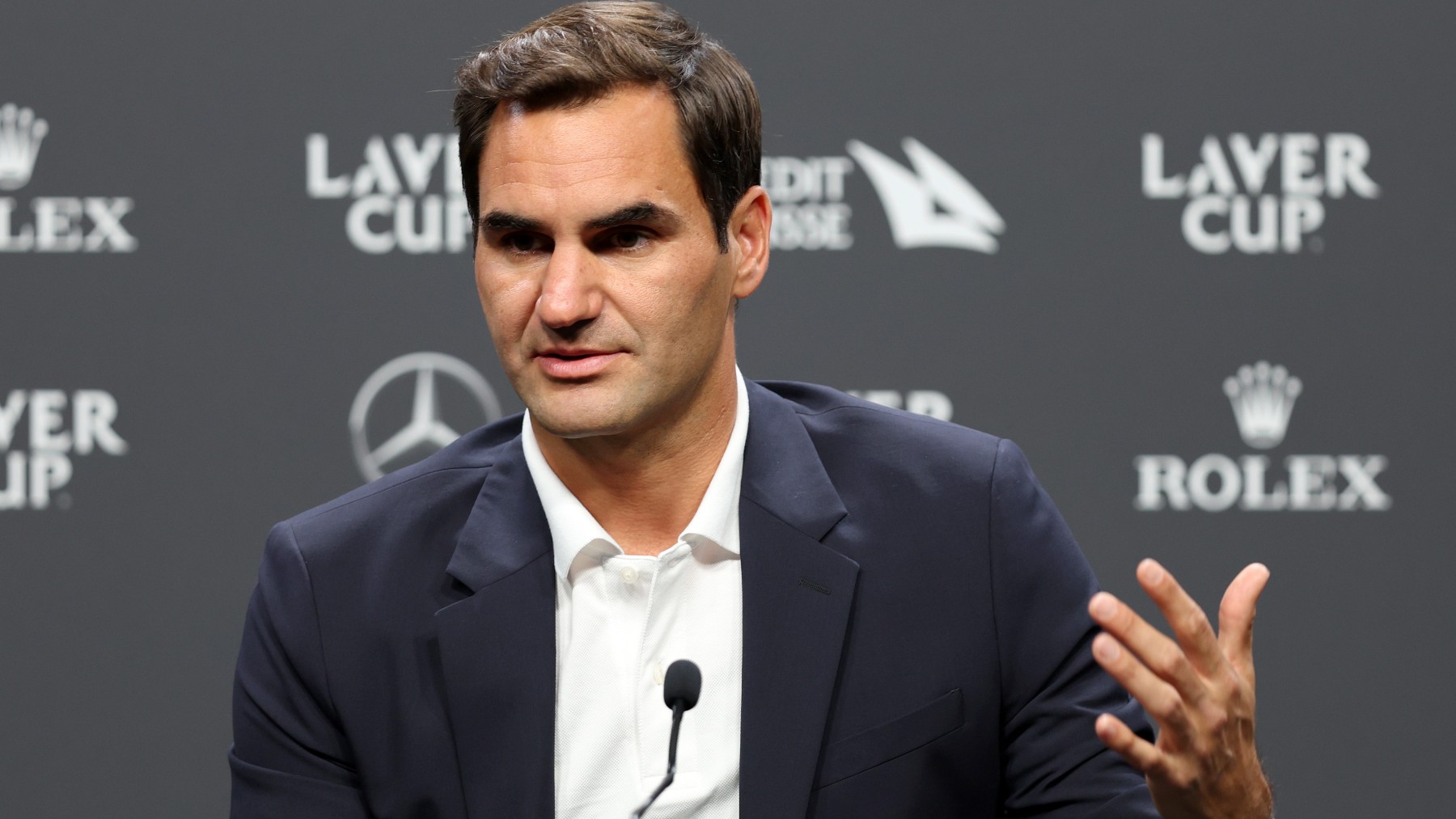 Roger Federer durante la rueda de prensa previa a la Laver Cup. (Getty)