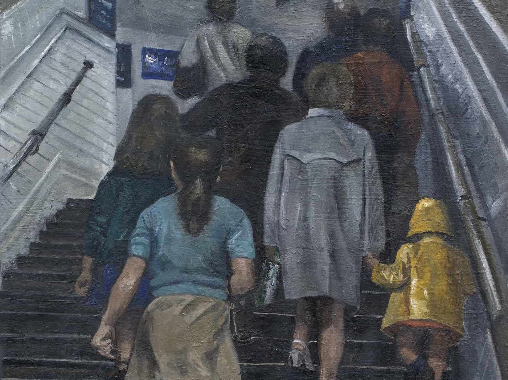 Escaleras del Metro, 1971. Óleo sobre tabla. Colección Familia Muñoz Avia
