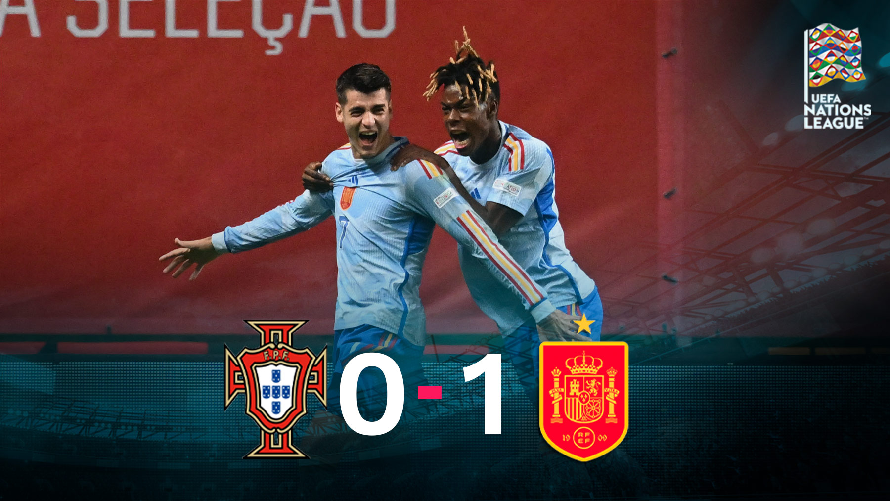 España se impuso 0-1 a Portugal en Braga.