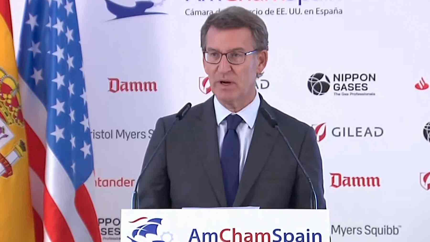 Feijóo en la Cámara de Comercio de EEUU en España.
