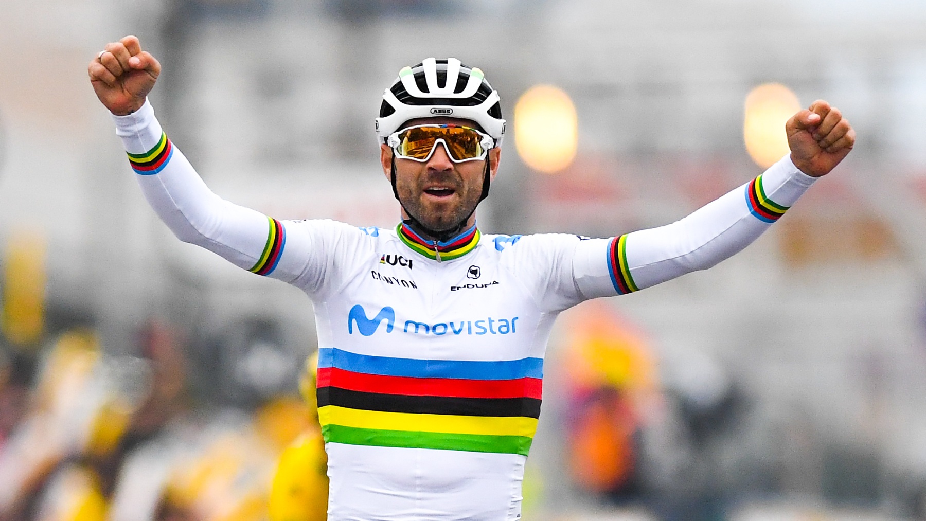 Valverde con su maillot arcoiris de campeón mundial. (Getty)