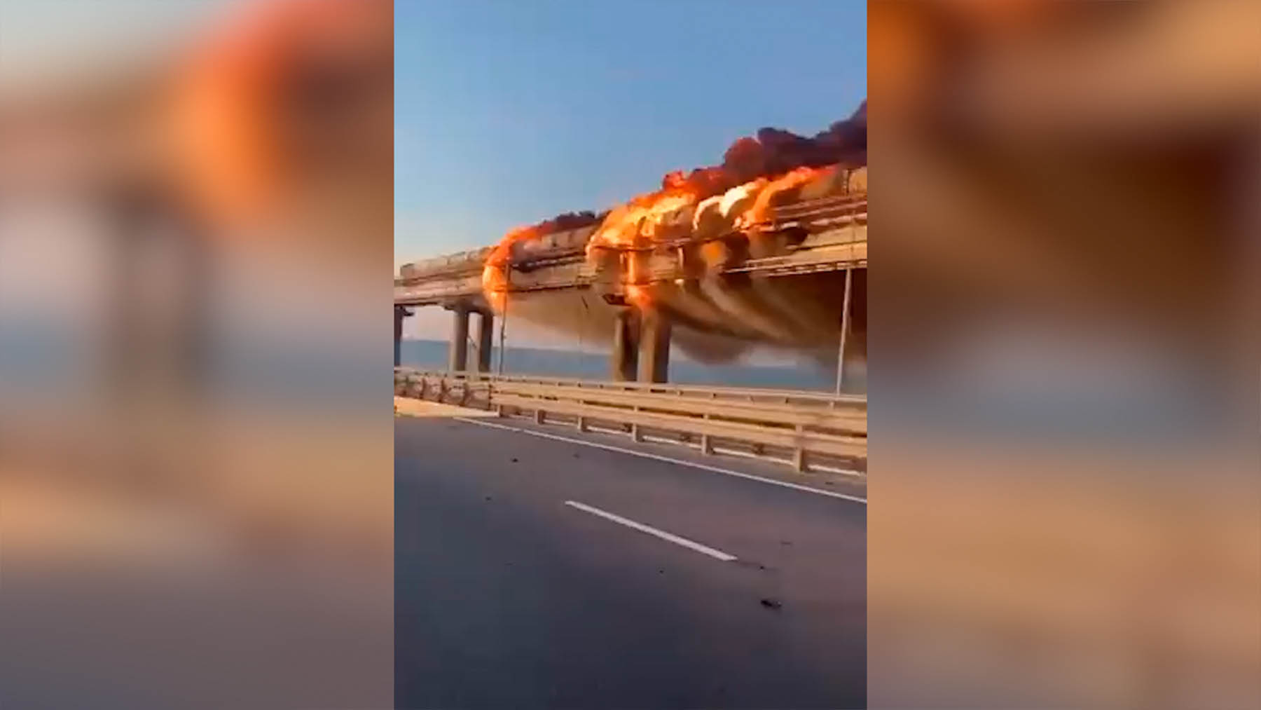 Incendio en el puente de Crimea