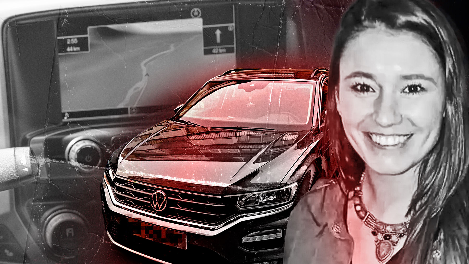 Esther López y el coche donde estuvo aquella noche.