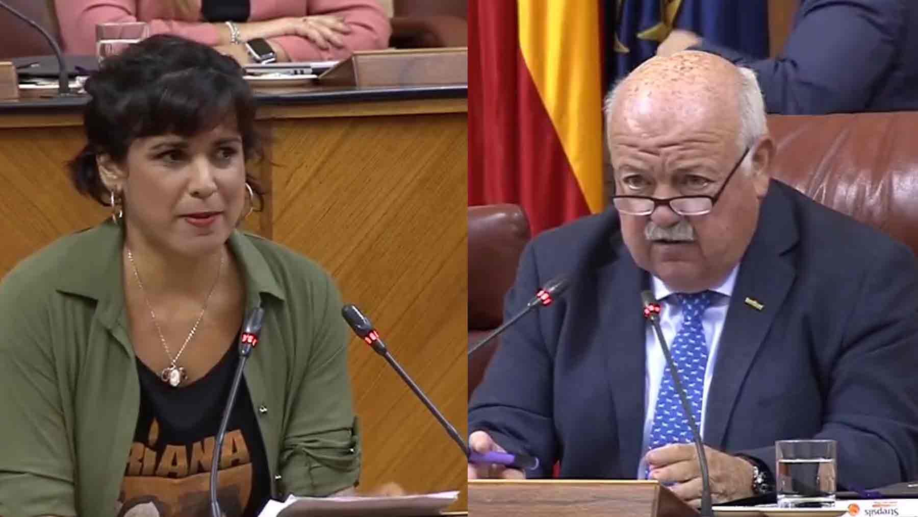 Teresa Rodríguez (Adelante) y Jesús Aguirre (PP).