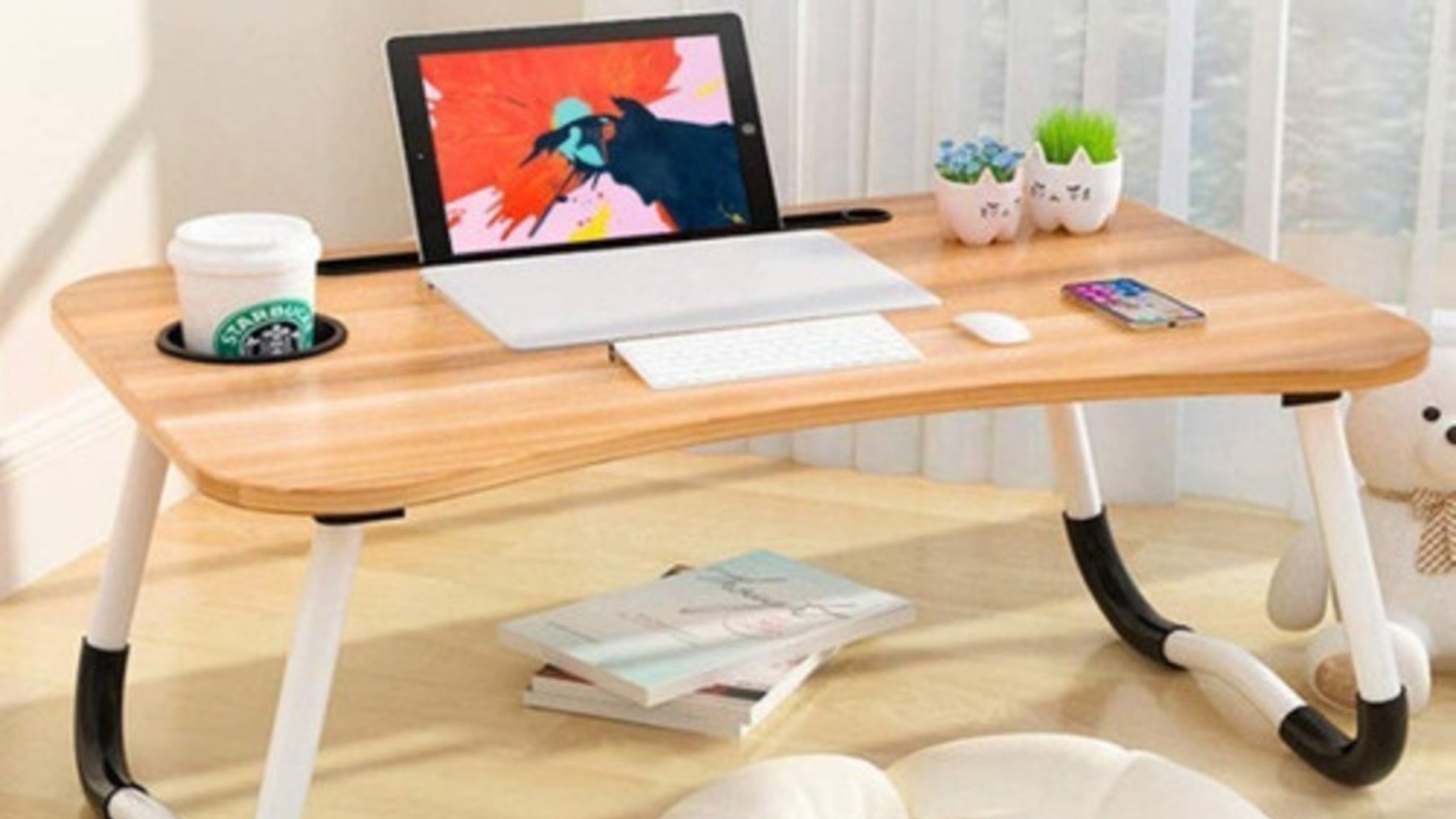 Mesa plegable de cuero de PVC, escritorio ajustable para computadora  portátil con altura y ángulo, escritorio portátil para computadora portátil  y