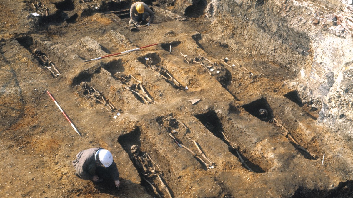 Los investigadores extrajeron ADN de los restos de personas enterradas en los pozos de peste de East Smithfield.