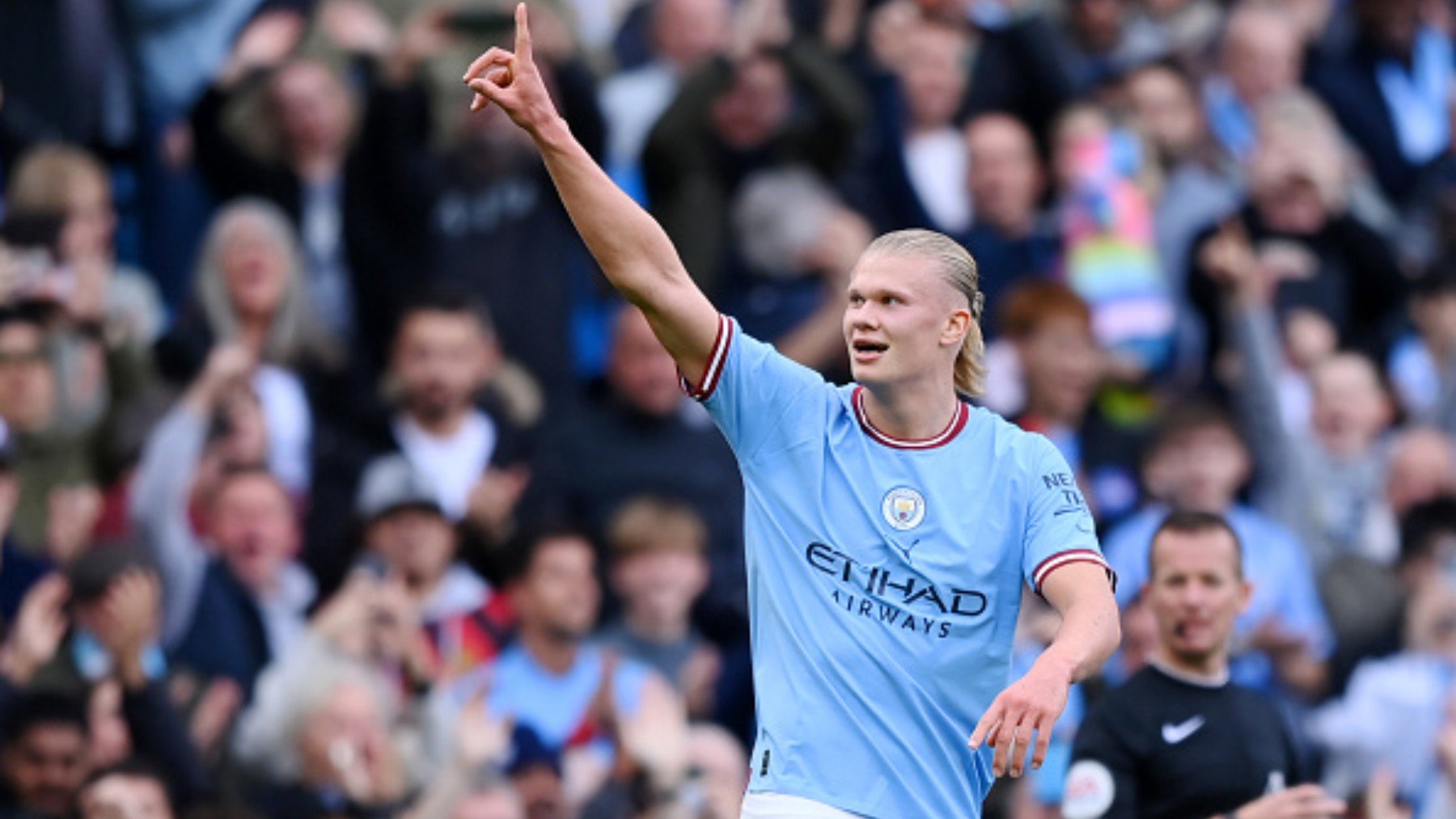 Haaland celebra un gol frente al Brighton. (Getty)