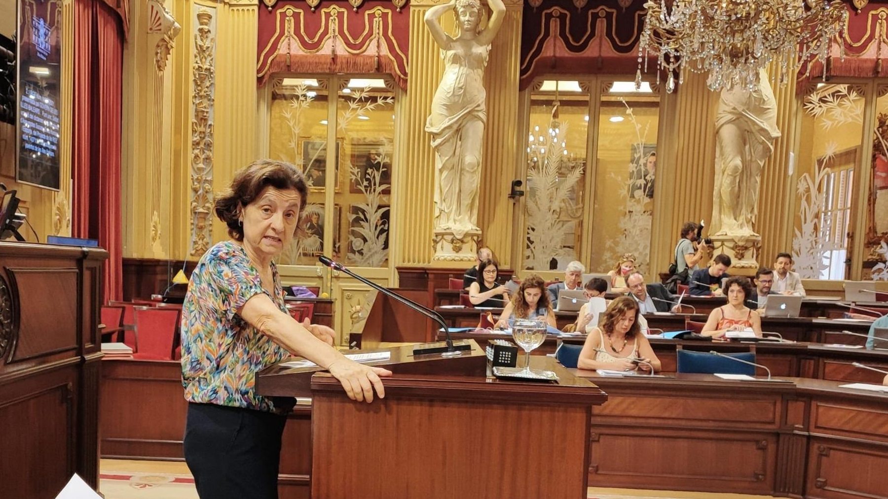 La consellera de Asuntos Sociales y Deportes, Fina Santiago, durante una intervención en el Parlament
