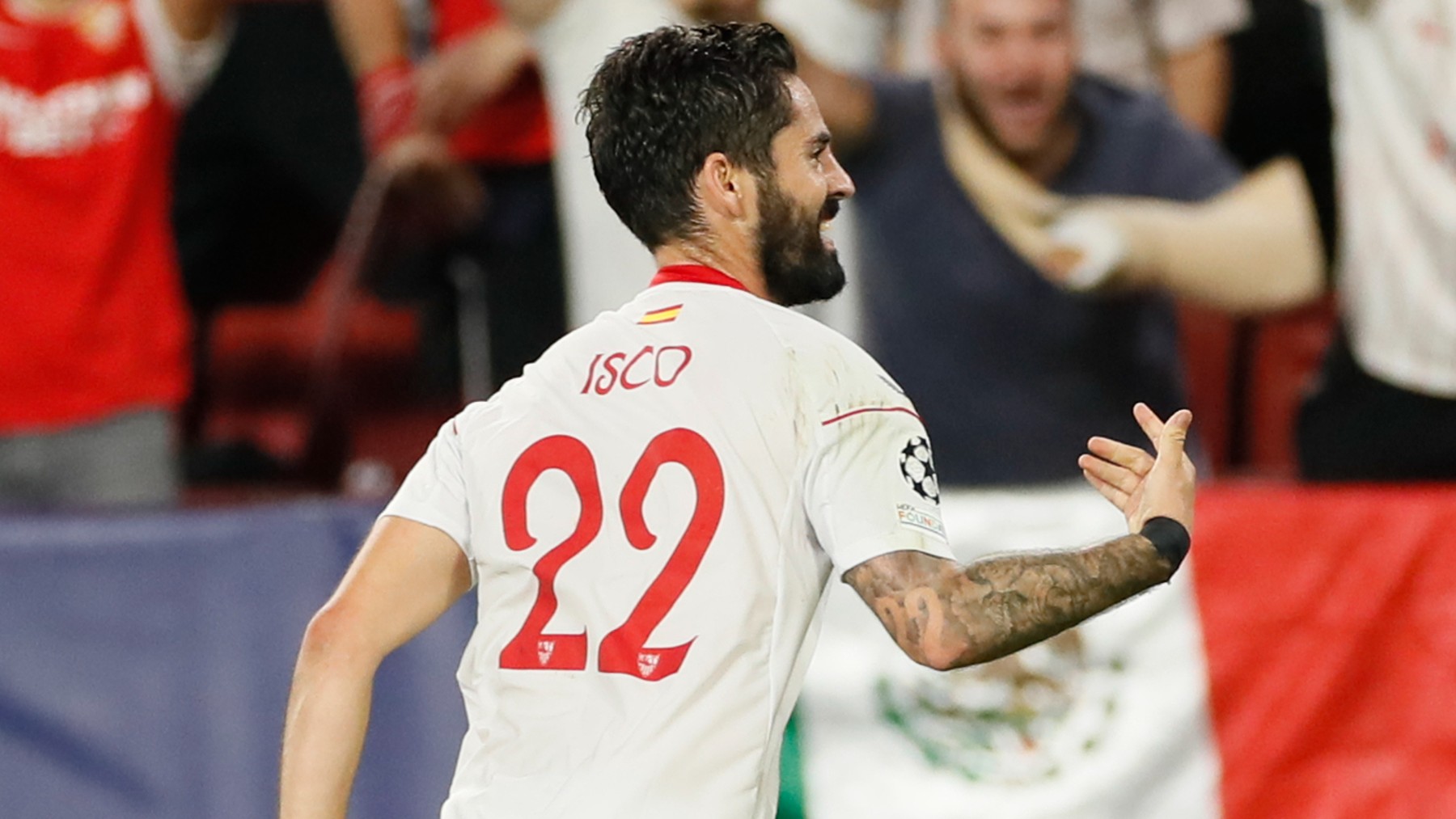 Isco celebra su primer gol con el Sevilla.