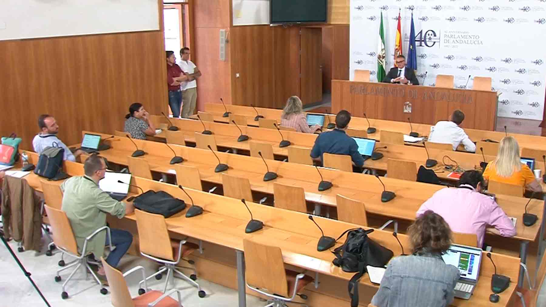 Sala de ruedas de prensa del Parlamento de Andalucía.