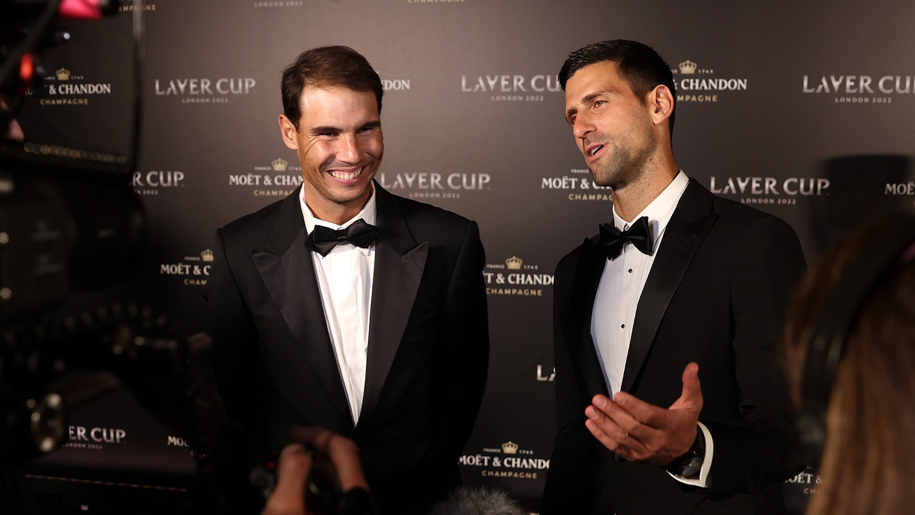 Rafa Nadal y Novak Djokovic, en la presentación de la Laver Cup. (Getty)