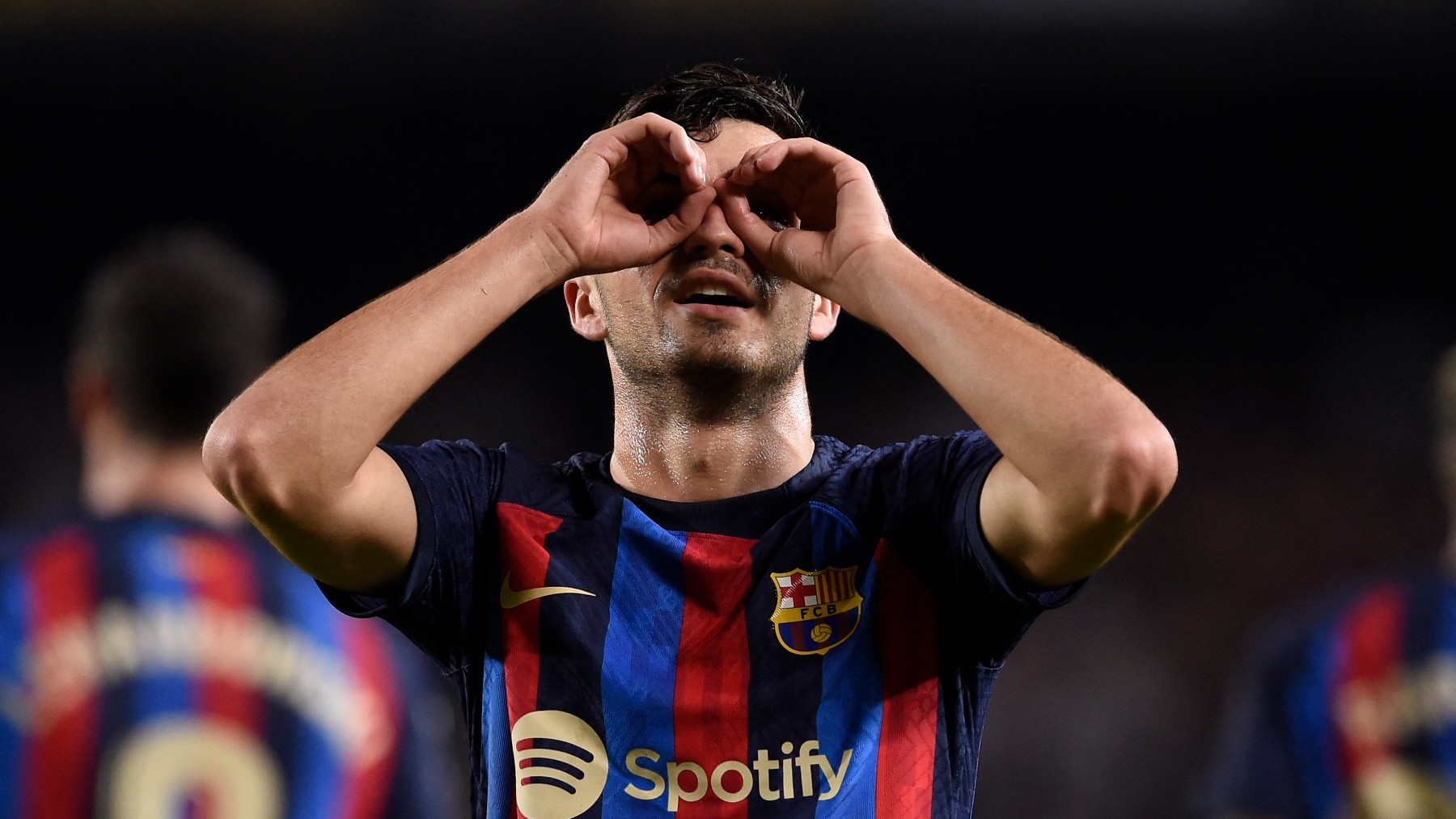 Pedri, celebra un gol con el Barça. (AFP)