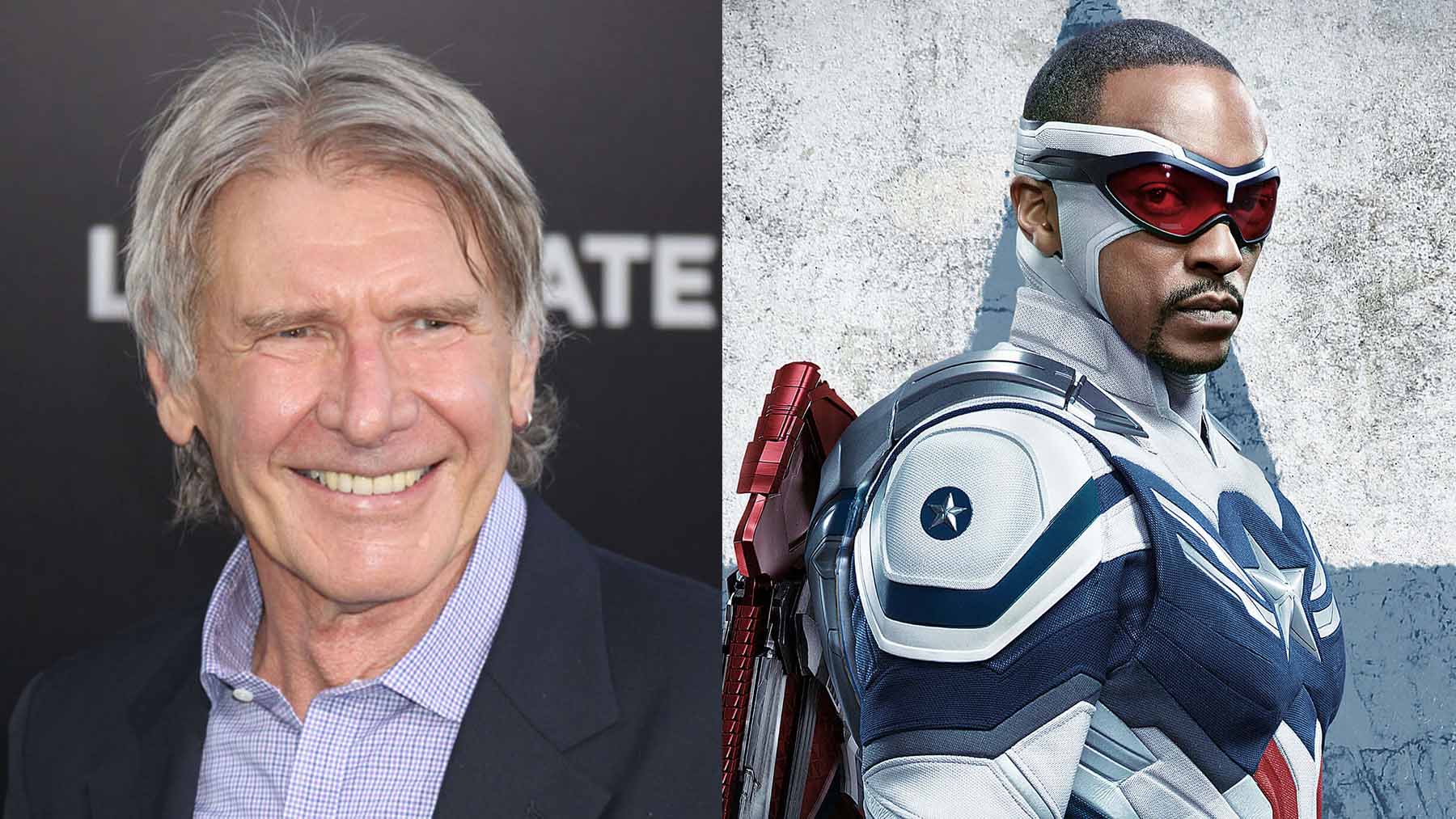 Harrison Ford y y el personaje Sam Wilson, nuevo Capitán América