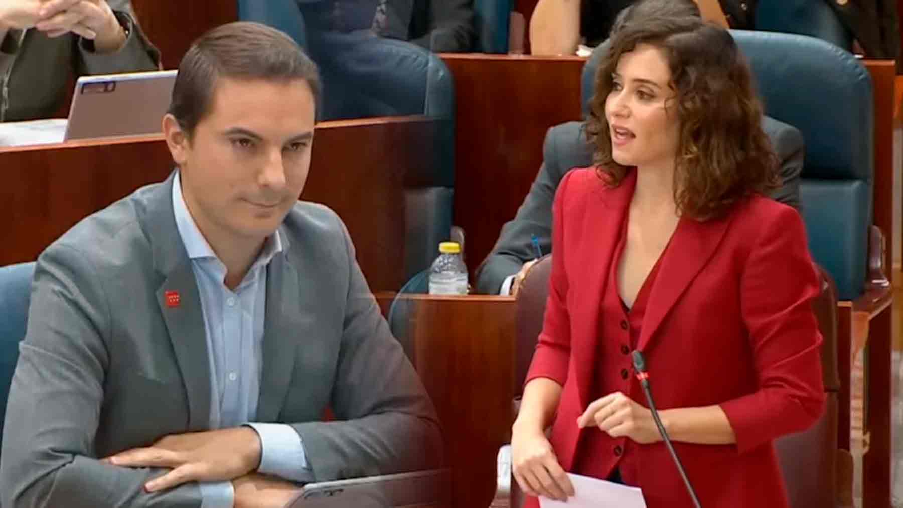 El líder del PSOE-M, Juan Lobato, y la presidenta madrileña, Isabel Díaz Ayuso.