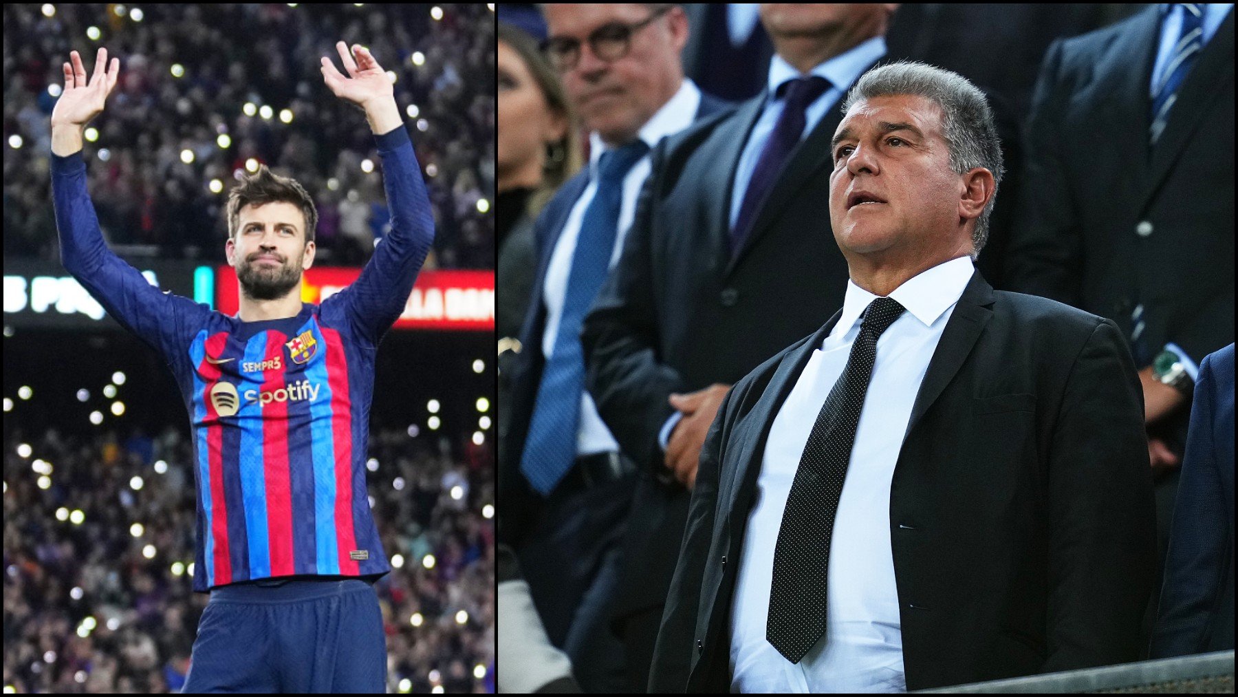 Gerard Piqué y Joan Laporta. (Getty)