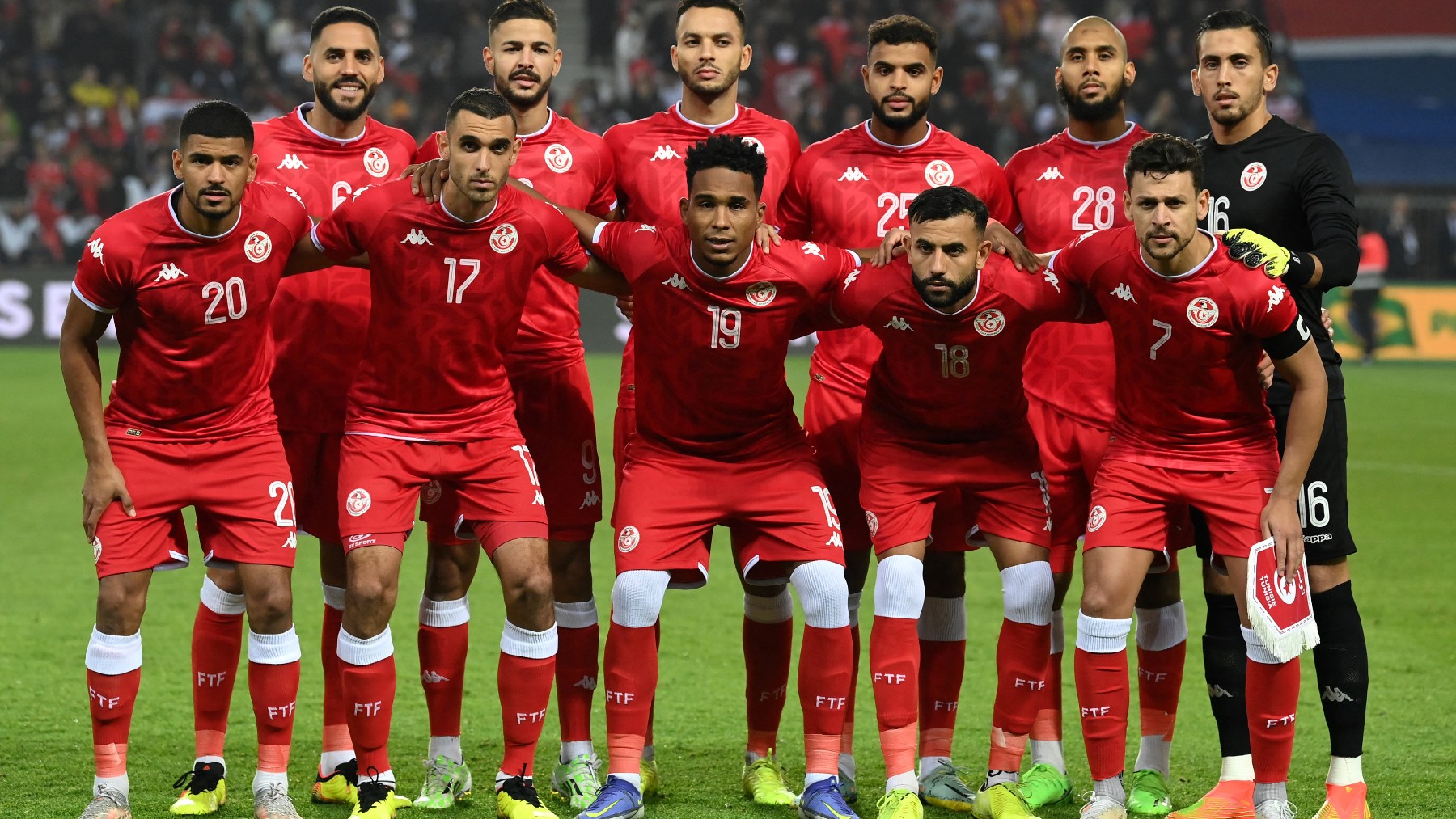 Los jugadores de Túnez antes de un partido