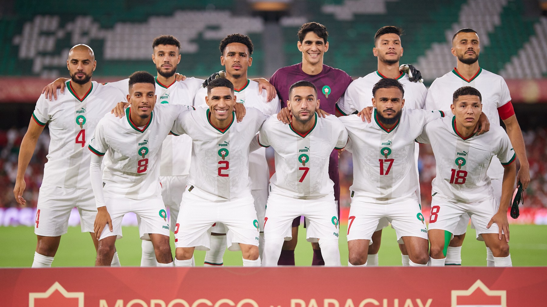 Los jugadores de Marruecos antes de un partido. (Getty)