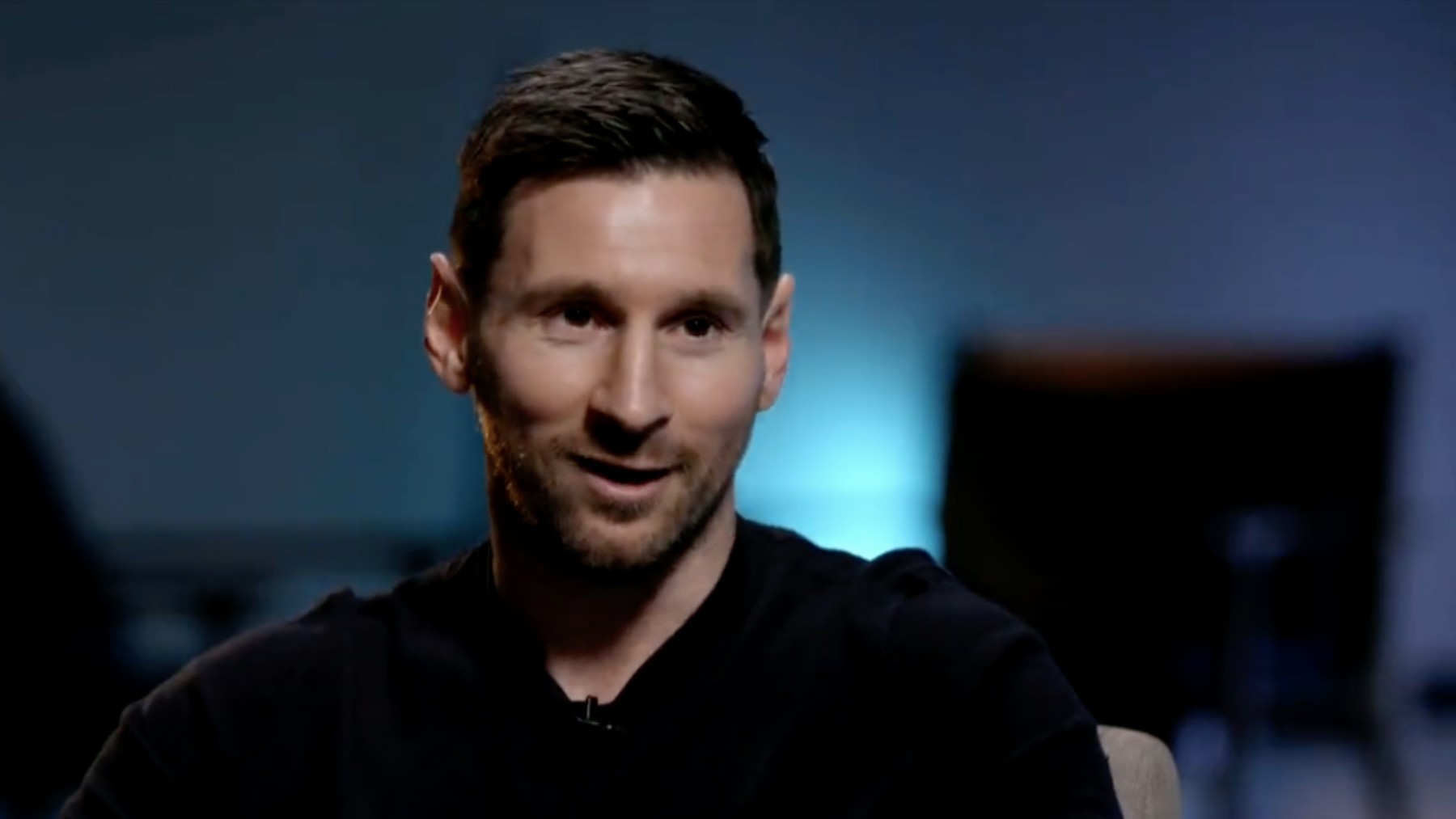 Messi durante la entrevista con Jorge Valdano.