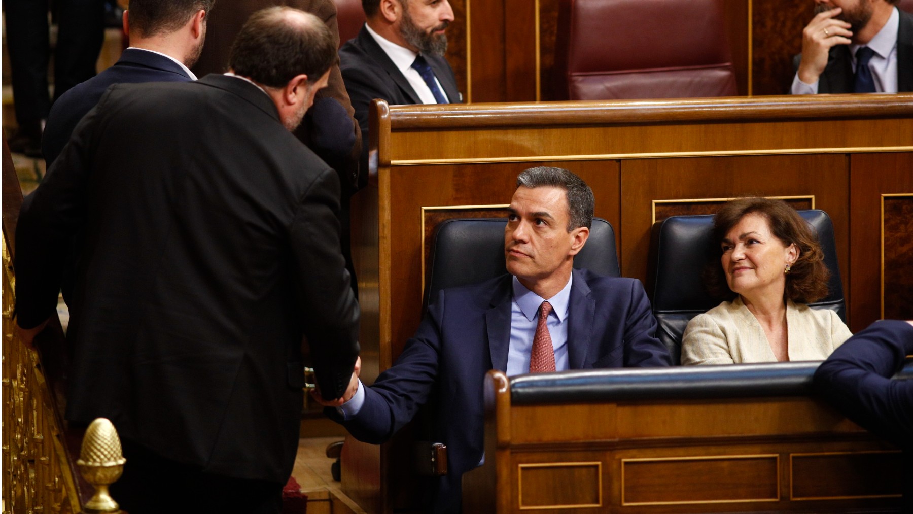 Oriol Junqueras y Pedro Sánchez, en el Congreso. (Foto de archivo)