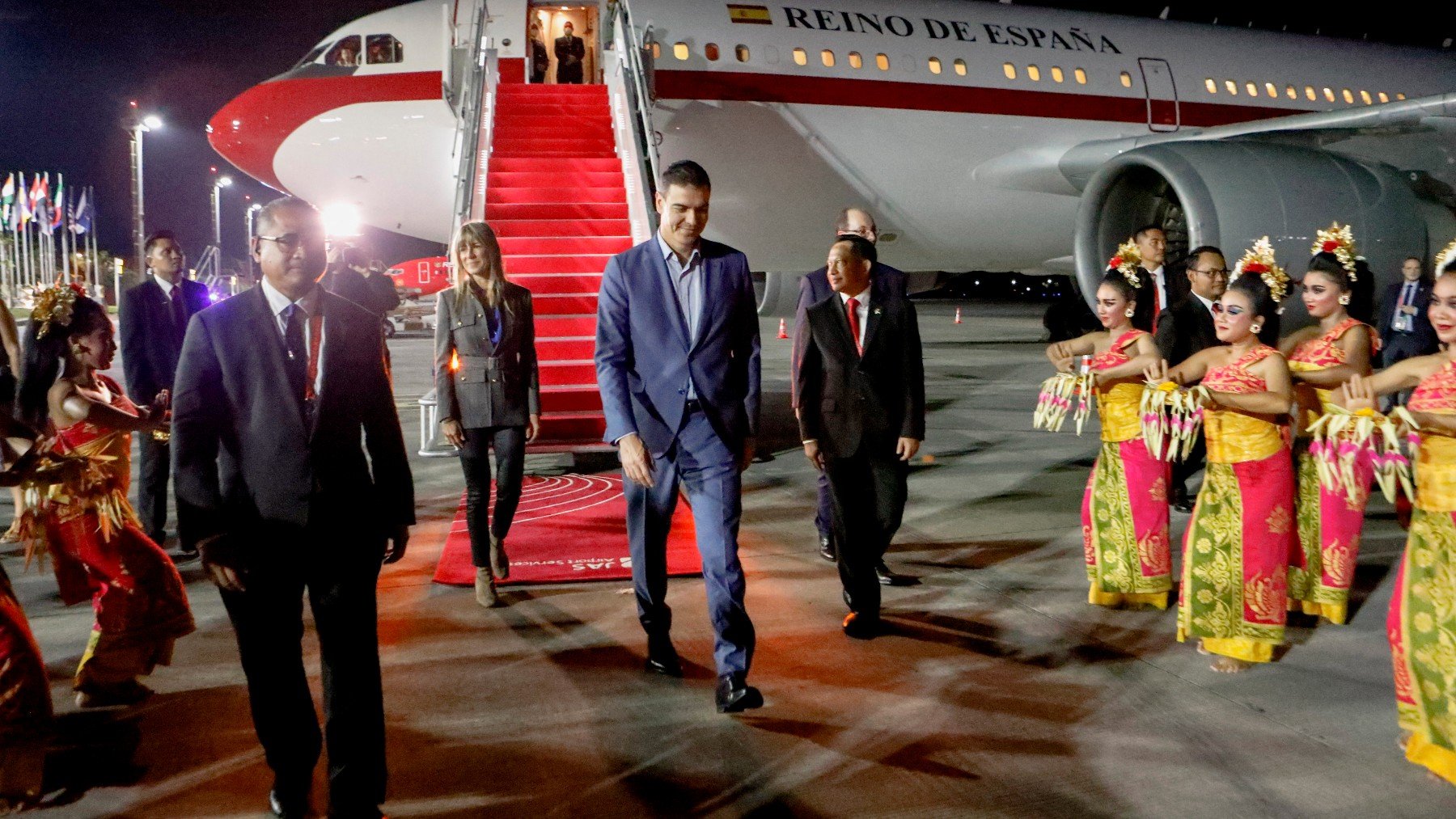 Pedro Sánchez y Begoña Gómez en un viaje oficial.