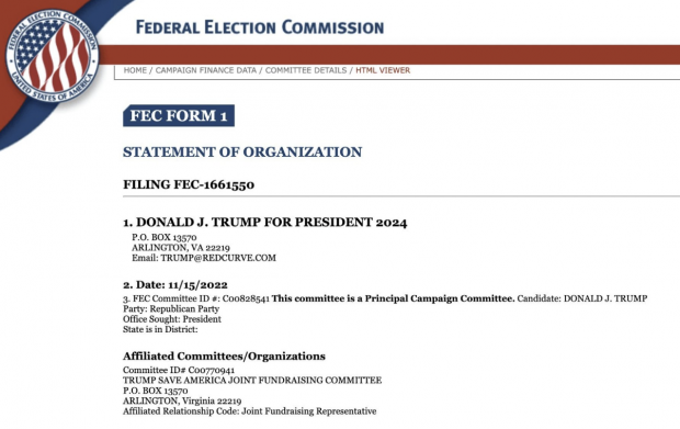 Documentación de Donald Trump para certificar su candidatura.