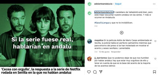 Mensaje publicado en las redes sociales de Adelante Andalucía.