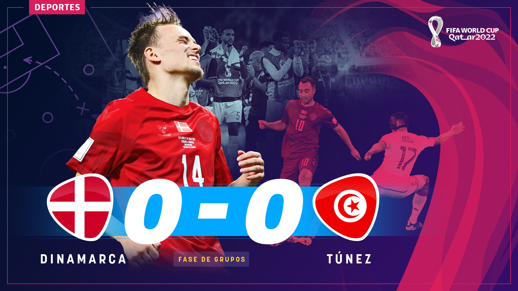 Dinamarca no pasó del empate ante Túnez.