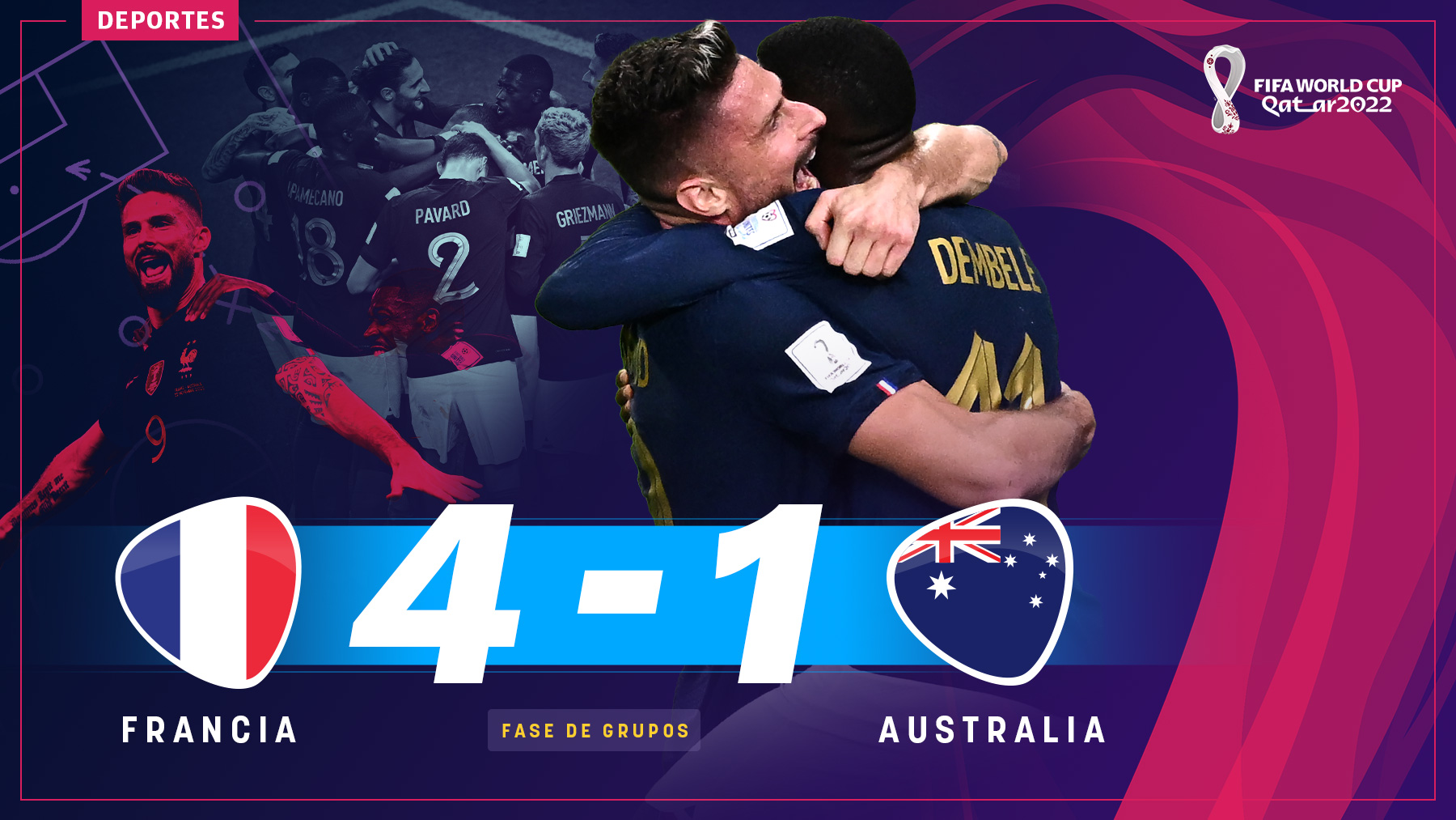 Francia goleó a Australia.