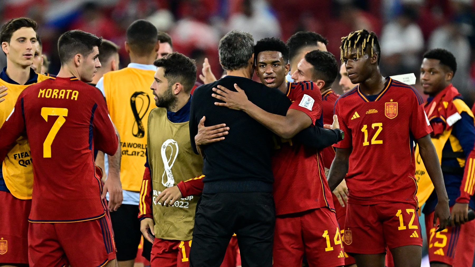 La selección española, tras ganar a Costa Rica. (AFP)