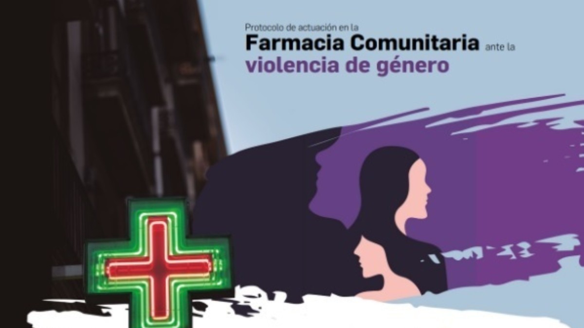 Cartel de los farmacéuticos contra la violencia a las mujeres.