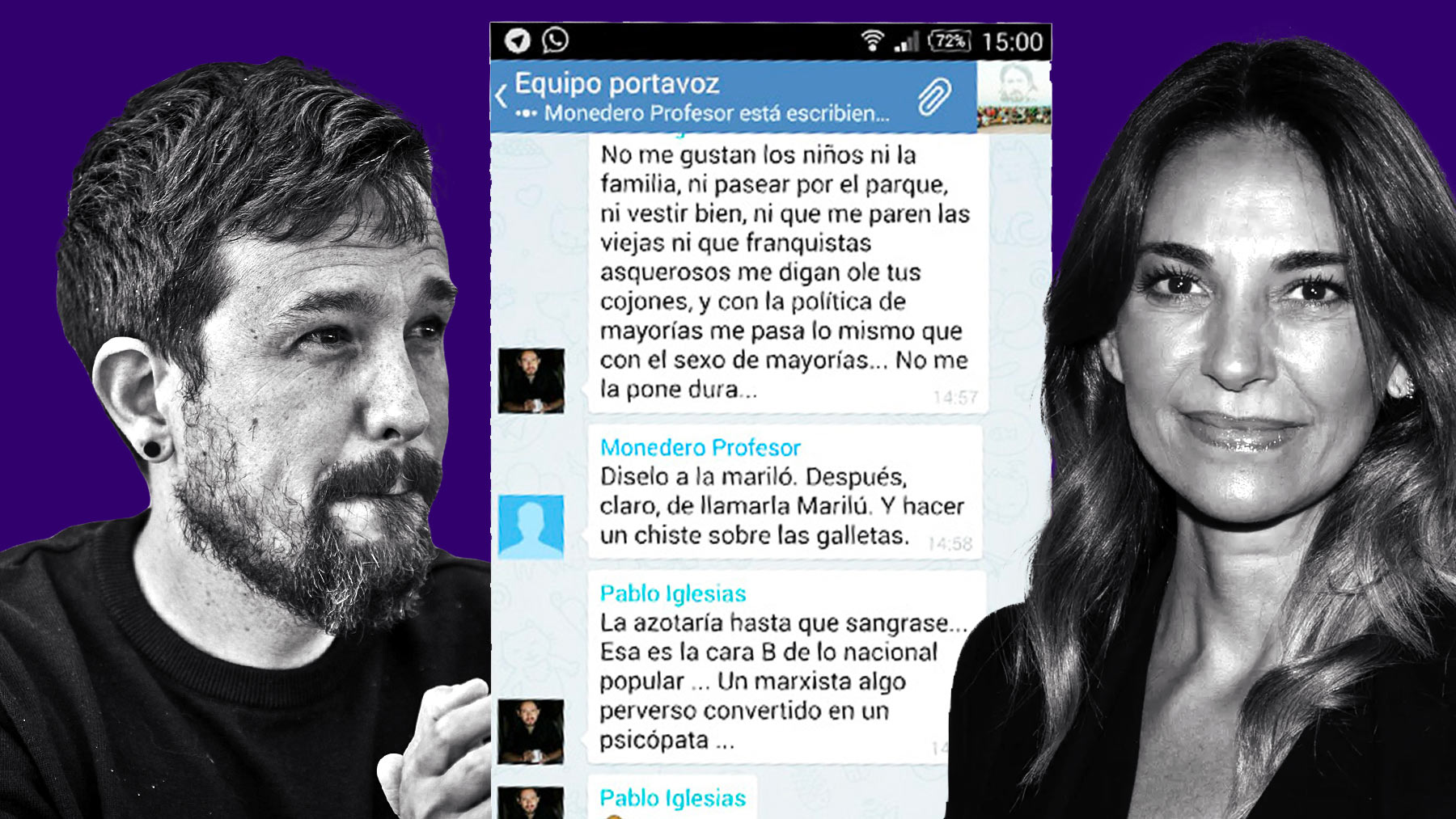 Captura de los mensajes de Pablo Iglesias contra Mariló Montero