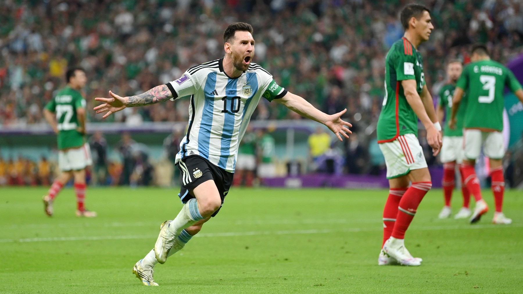 Messi celebra su gol ante México (Getty)