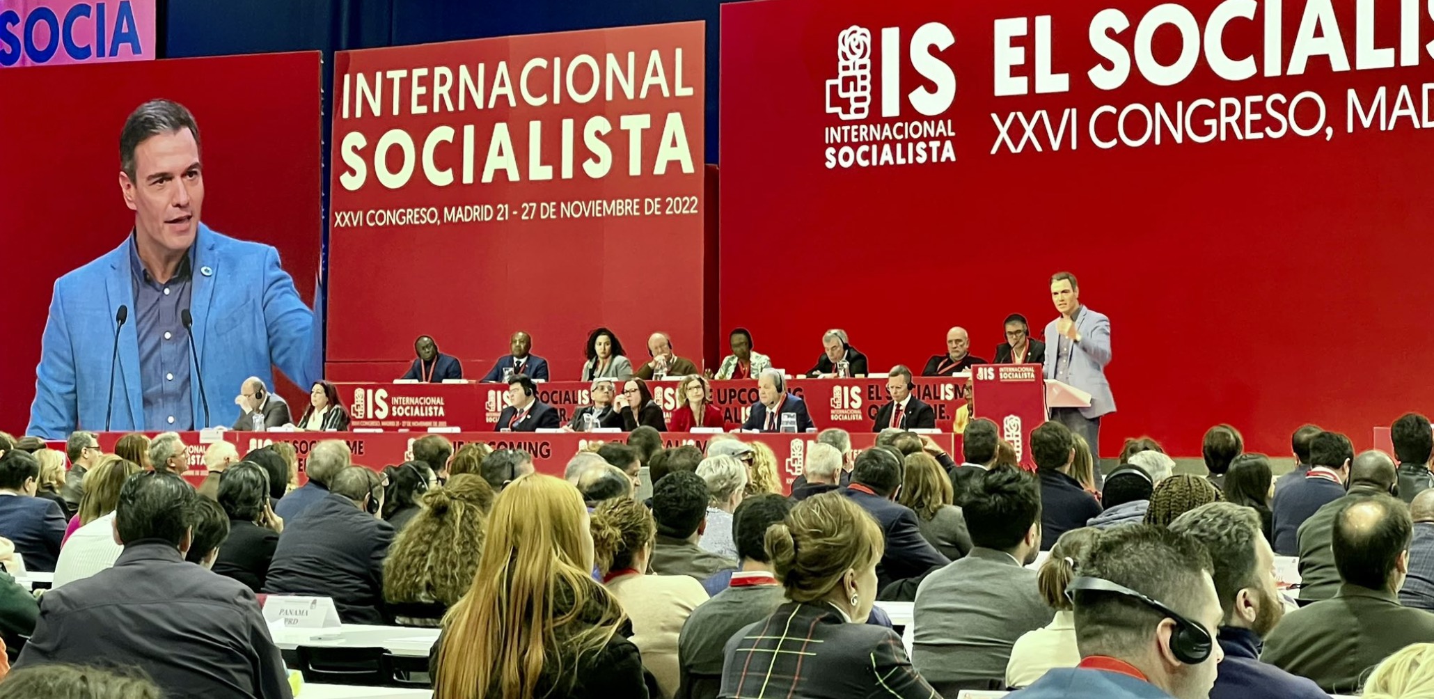 Sánchez, este domingo, tras su elección como líder de la Internacional Socialista