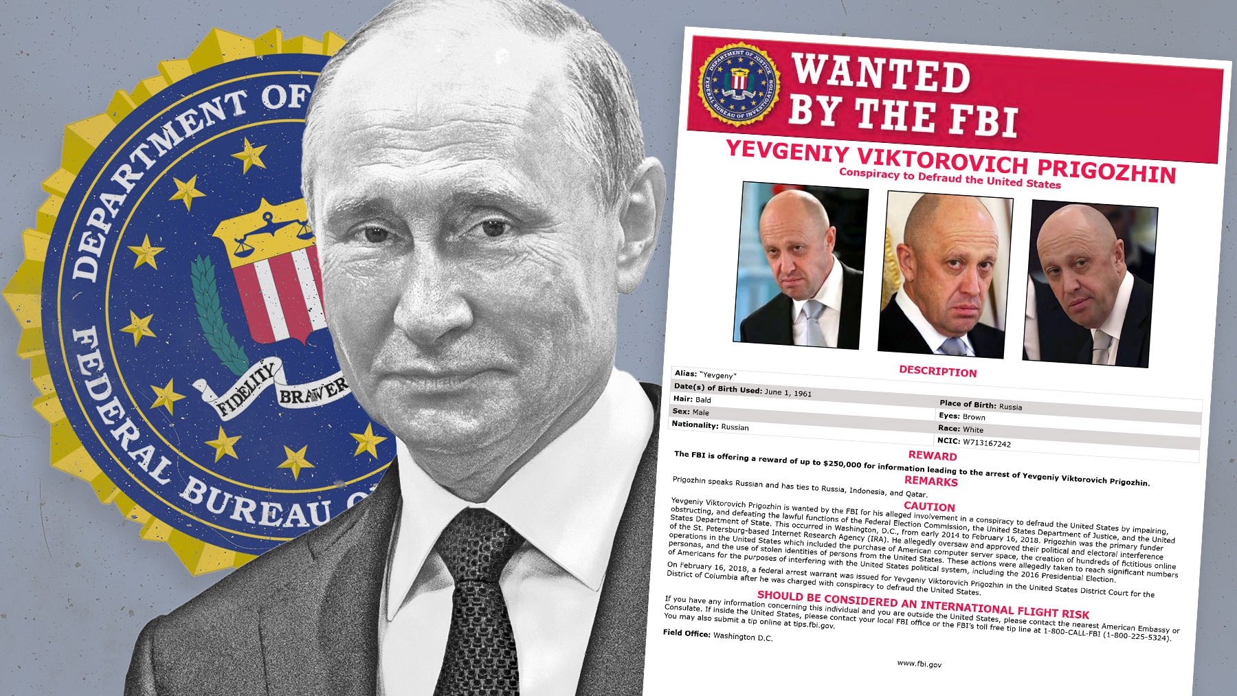 El FBI ofrece una recompensa por el chef de Putin.