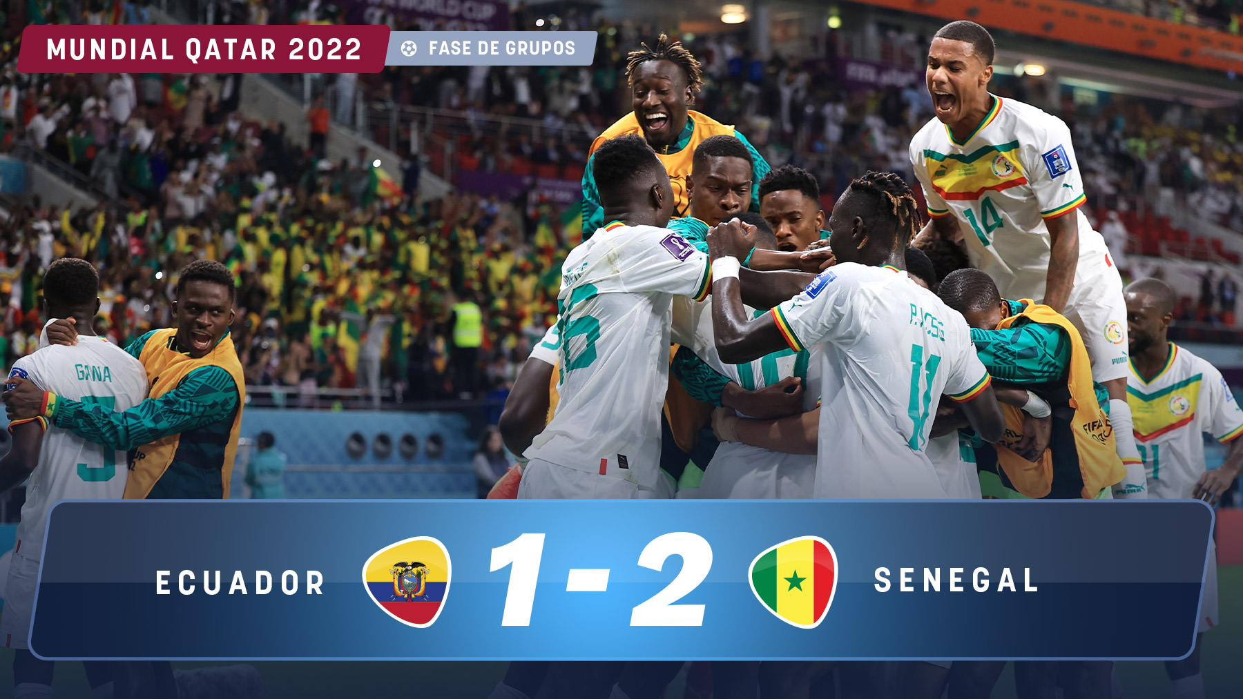 Senegal supera a Ecuador y se mete en octavos