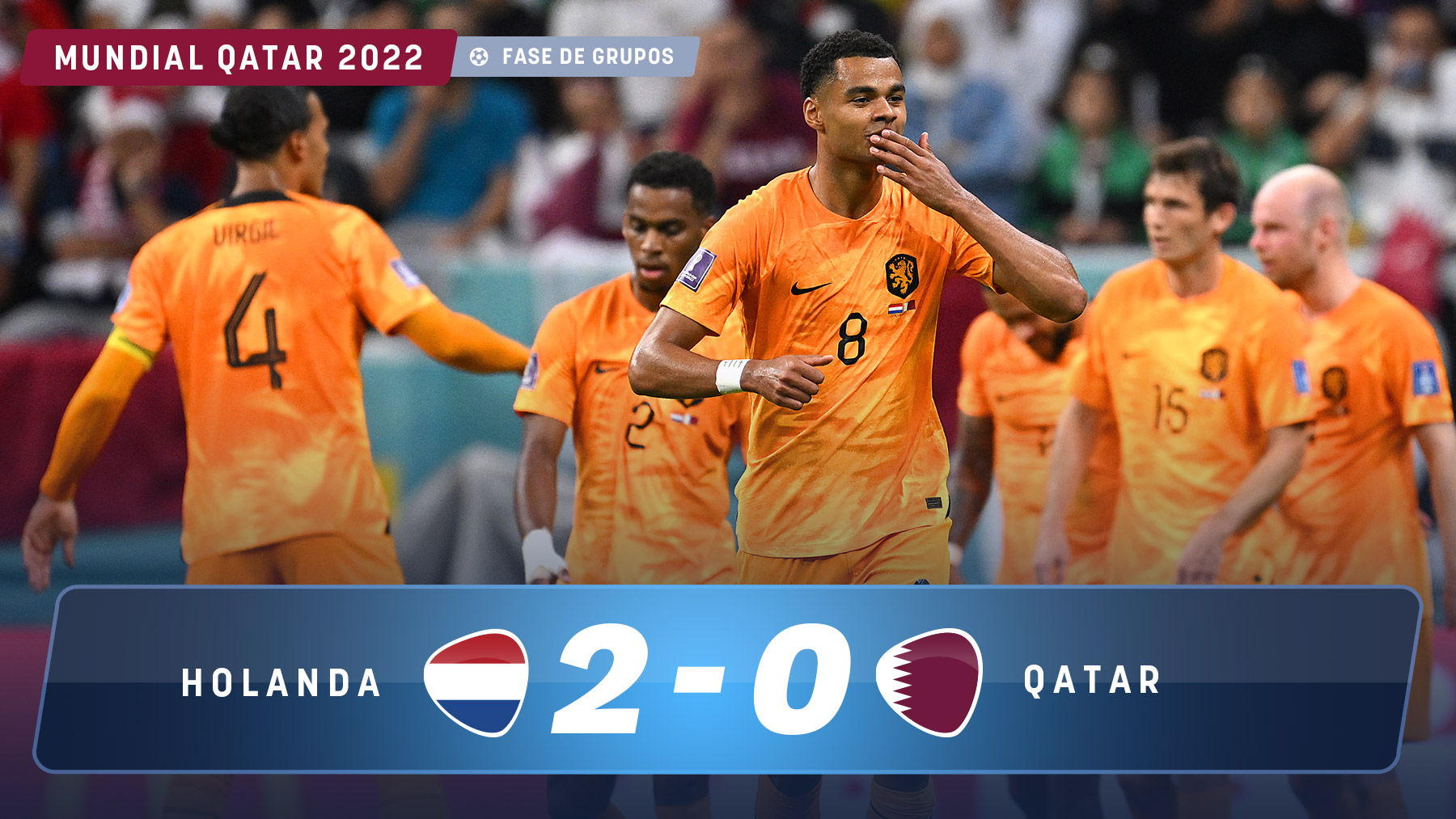 Holanda sella su pase a octavos y despide a Qatar de su Mundial