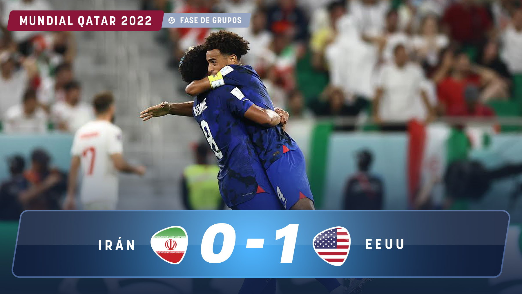 Los jugadores de Estados Unidos celebran la victoria contra Irán.