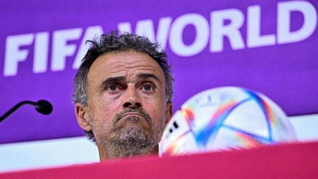 Luis Enrique atiende a la prensa en Doha.