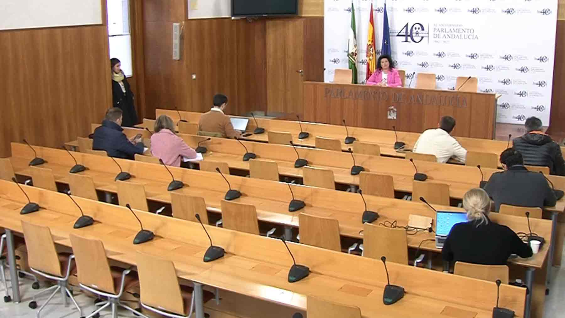 Sala de prensa del Parlamento de Andalucía.