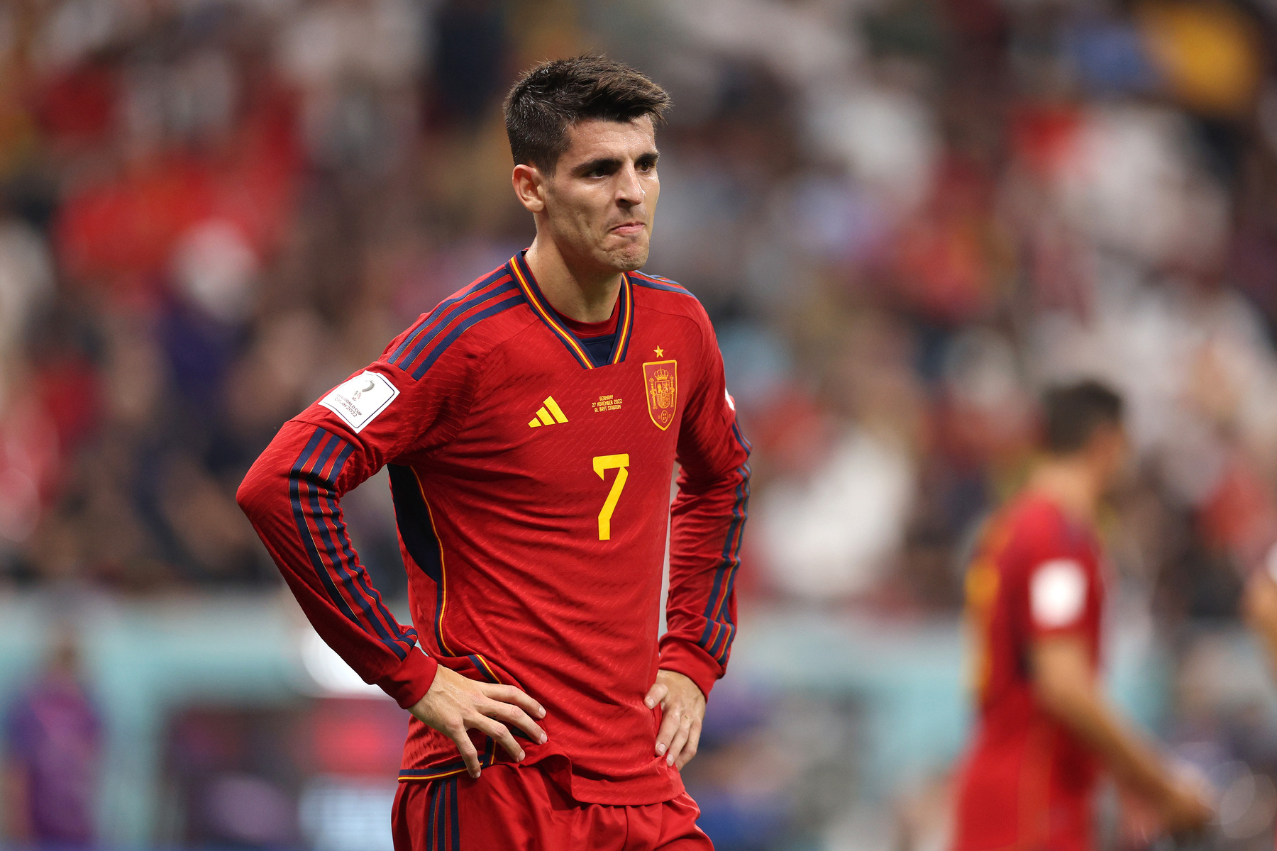Morata, durante un partido con la selección española. (Getty)