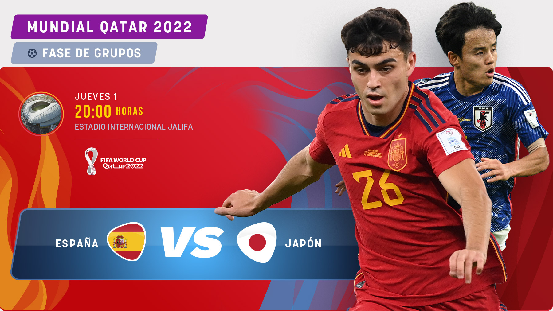 España y Japón se miden en el Mundial de Qatar.